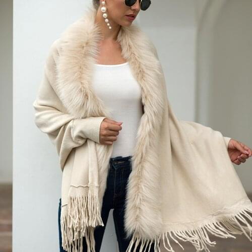 Casual Tassel Jacket Women Vintage Shawl And Poncho Solid Cardigan Wool Blends Cape Women Coat Loose Batwing Sleeve Veste Femme