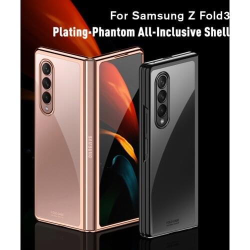 Transparent Electroplate Case For Samsung Z Fold3 Ultra-thin Folding Hard Back Protection Cover For Galaxy Z Fold 3 ZFold3 Coque