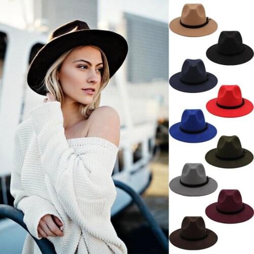 Woollen hat for autumn and winter travel womens British hat for sunscreen and warmth Shanghai beach parent child mens Panama