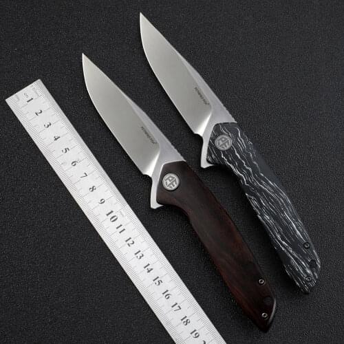 Petrified fish PF989 wooden handle folding knife ceramic ball bearing k110 steel blade camping EDC tool pocket fruit knives