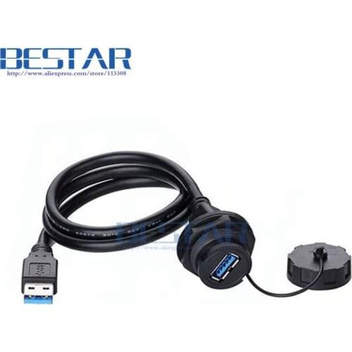 USB 3.0 Panel Mount Connector IP67 Waterproof Cable 1m 3ft USB3.0 Socket Male to Female Extension cord cables Water Proof