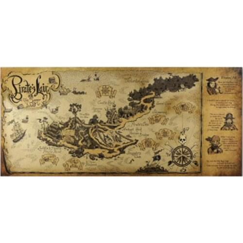 Vintage The Map Of Pirates Lair Retro Posters Home Decor Kraft Wall Paper High Quality Painting Wall Stickers Vintage Map Decor4