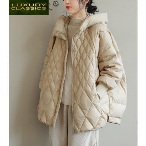 High Quality 90% White Duck Down Jacket Woman Korean Coat Female Oversized Hooded Parkas Winter 2021 Mujer Chaqueta 96 LW