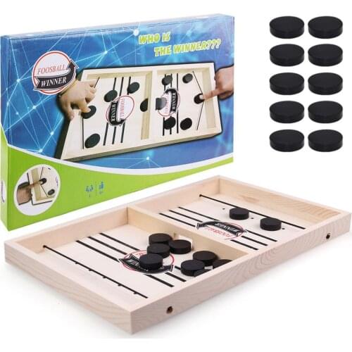 Funny Portable Wooden Fast Hockey Sling Puck Winner Table Board Game Parent-child Interactive Kids Toys for Family Home Party