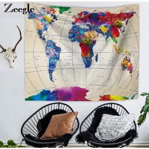 Zeegle World Map Tapestry For Living Room Decor Sofa Chair Cover Fashion 200x150cm Beach Towel Wall Carpet