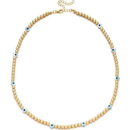 Bohemian Handmade Gold Color Choker Evil Eye Shell Beads Gothic Necklace Womens Fashion Heart Jewelry Gifts