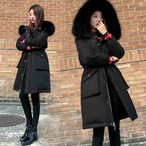 Large Size Women Down Cotton Coat 2020 New Autumn Winter Fashion Mid-length Thicken Loose Parka Hooded Female Cotton Jacket A173