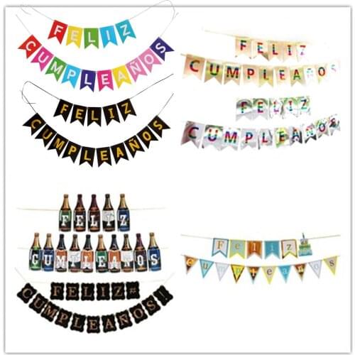 1set Paper Bunting Garland spanish language Banners Flags Birthday Party Decoration Supply Baby Shower Decoration