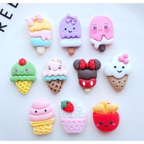 10/20Pcs New Cute Mini Simulation Ice Cream Flat back Resin Cabochons Scrapbooking DIY Jewelry Craft Decoration Accessorie K63