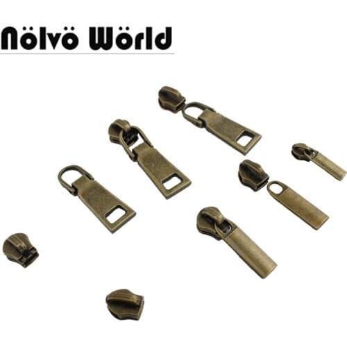 10-50pieces 5# Bronze old silver Metel Nylon teeth zipper puller slider metal bags garments fabric parts accessories