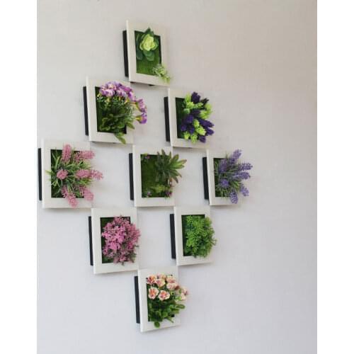 15 x15cm Artificial Flower Plants Photo Frame Wall Hanging Indoor Vertical Wall Fake Planter for Home Decoration Wedding DIY