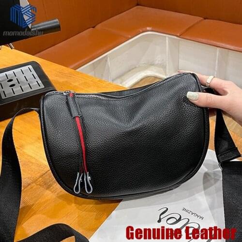 2021 Fashion Women Genuine Leather Bag Soft Skin Womens Bag Vintage Ladies Shoulder Messenger Bag Wild Black Leather Handbags