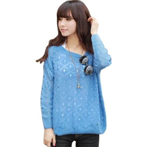 2021 Pullover Spring Hollow Korean Loose Sweater Women Hedging Blouse Female Bat Sleeve Mesh Shirt Clothing Vestidos LXJ203