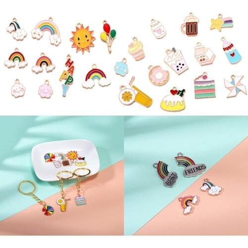 4Pcs/Lot Cute Sun Keychain Cartoon Printing Connectes For Earrings Necklace Pendant Crafts DIY Jewelry Making Accessories