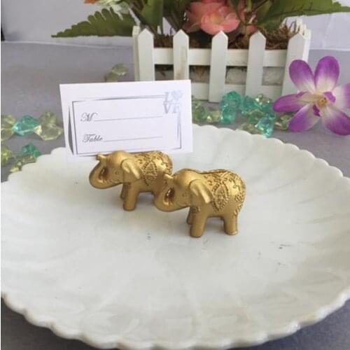 40 pcs/lot Lucky Golden Elephant Place Card Holders Wedding table decoration Party Supplies favors gifts for Bridal Shower