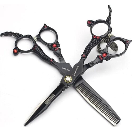 6 inch 440c High quality professional hairdressing scissors perfect slim design carving handle barber scissors hair scissors set