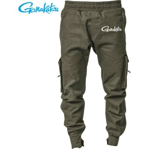 Gamakatsu Outdoor Tactical Pants Mens Loose Waterproof Fishing Pants Mountaineering Running Multi-pocket Sports Mens Pants