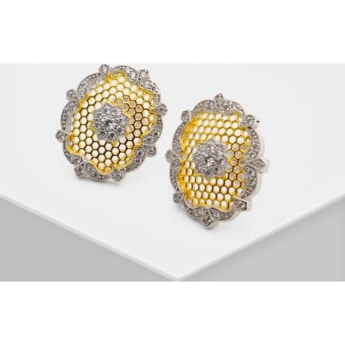 Amorita boutique Exquisite vintage oval zircon stud earrings