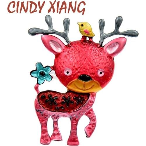 CINDY XIANG New Arrival Cute Enamel Deer Brooches For Women Animal Pin Kids Jewelry Coat Accessories 5 Colors Available Gift