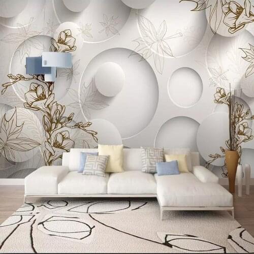 Decorative wallpaper Vintage line painting of magnolia maple leaf living room 3D TV sofa background wall painting