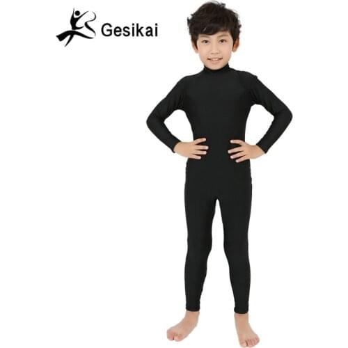 Gesikai Kids Spandex Zentai Lycra Bodysuit Kids Long Sleeves Zentai Suit Custom Second Skin Tights Dancewer Halloween Costumes