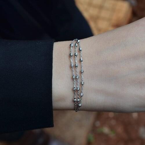 Dorika zincir Bileklik 925 Gümüş Rodyum Kaplama