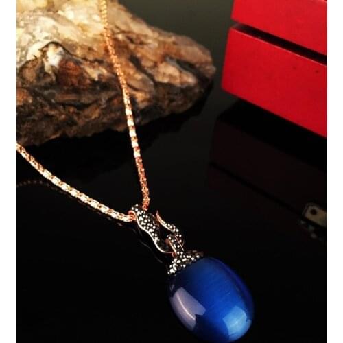 Dr Stone Natural Stone Women 'S Rose Gold Plated Cat 'S Eye Stone Necklace KR 372868300