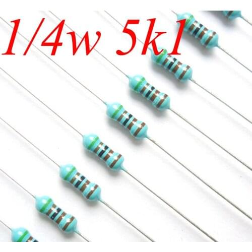 EM286D178X 1/4w 5.1k 5k1 5100 ohm 0.25w 100% original new Fixed Resistor Metal Film Resistors Resistance +/- 1% (1000pcs)