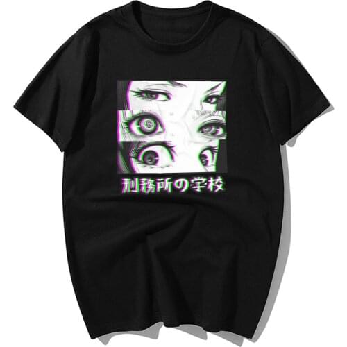 Prison School Eyes Sad Japanese Anime Aesthetic Tshirt Men Funny T Shirt Summer Cotton Short Sleeve Tshirt Hip Hop Tee Tops