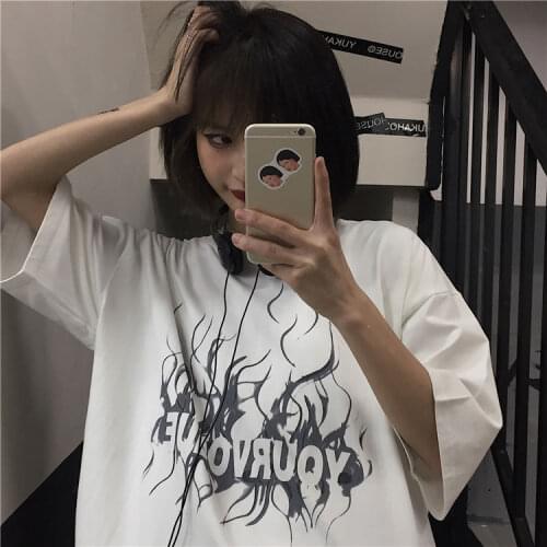 Women tshirts casual short-sleeve Lion streetwear harajuku tops tee vintage Large size Punk dropshipping Para cat Black camisas