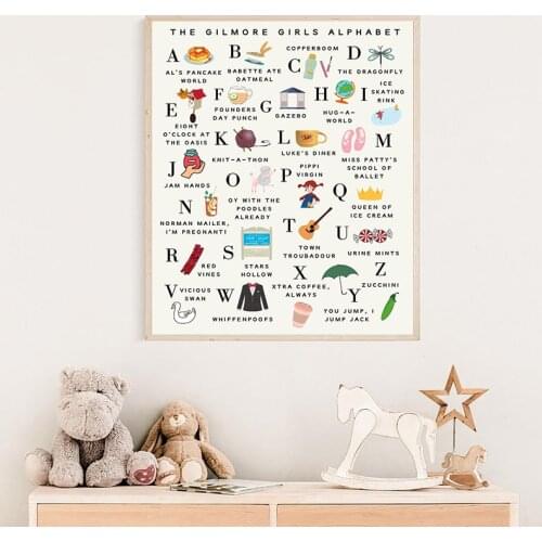 Gilmore Girls TV Show Alphabet Poster Funny Illustration Canvas Painting Fans Gift Modern Minimalist Print Wall Picture Decor