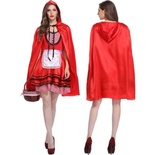 Costume for Women Fantasia Carnival Fairy Tale Plus Size Girl Dress+Cloak Fancy Adult Halloween Cosplay