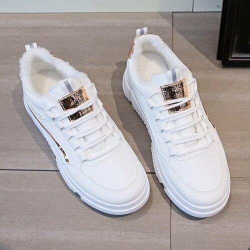 Women Casual Sneakers Winter Sneakers Plush Fur Keep Warm Women Shoes Lace Up Female Shoes Comrfortable Shoes Women U21-02