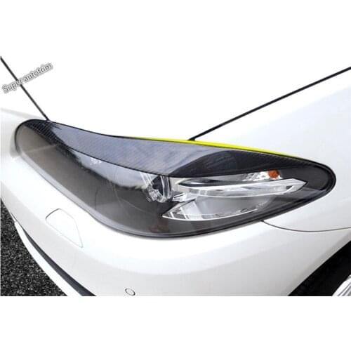 Lapetus Front Head Lights Lamp Eyelid Eyebrow Panel Cover Trim 2 Pcs Fit For BMW 5 Series 2014 2015 2016 2017 Plastic