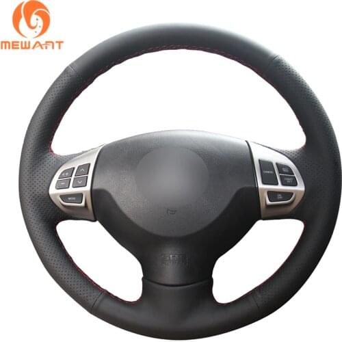 MEWANT Black Artificial Leather Steering Wheel Cover for Mitsubishi Lancer X 10 2007-2015 Outlander 2006-2013 ASX 2010-2013