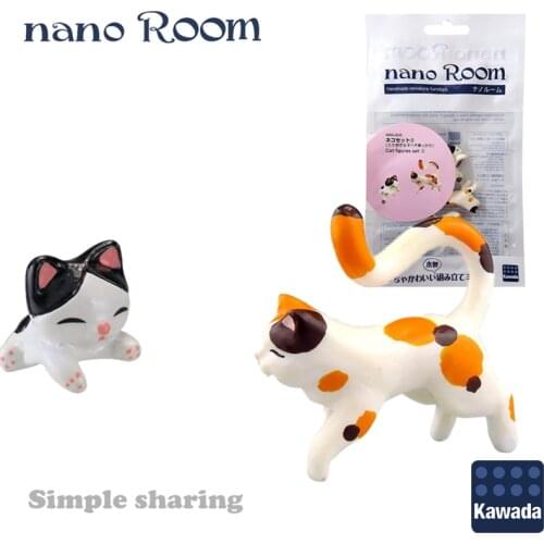 Kawada Nano Room Handmade Miniature Furniture NanoRoom NRS-002 Cat figures set DIY Wooden Pet Toy