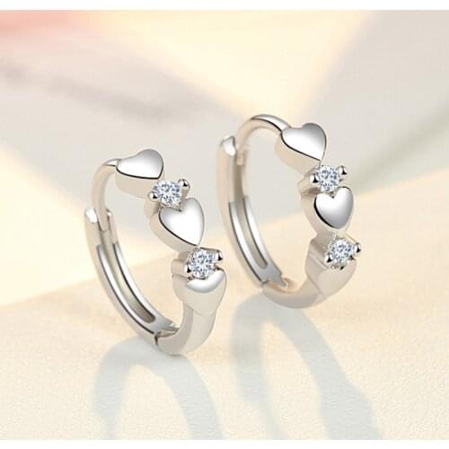Fashion Love Peach Heart Zircon Earrings Hoop Dangle Clip Personalized for Charm Women Girls Earring Jewelry Gifts Accessory