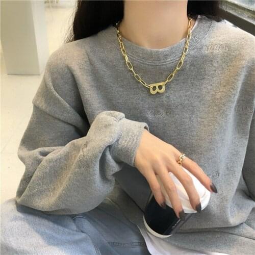 Trendy 2021 New Fashion B Letter Choker Necklace Korean Chains Pendant Chunky Necklace For Women Jewelry Girl Gifts