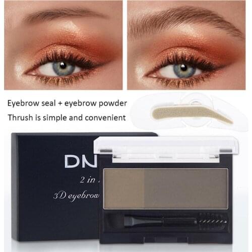 Brand Double Color Eyebrow Powder Makeup Palette Natural Brown Eye Brow Enhancers 3D Eye Brows Shadow Cake Beauty Kit with Brush