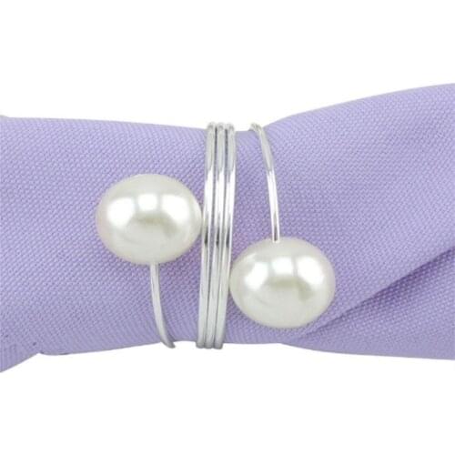 New Dinner Banquet Faux Pearl Napkin Ring Serviette Buckle Holder for Wedding Birthday Party Table Decoration
