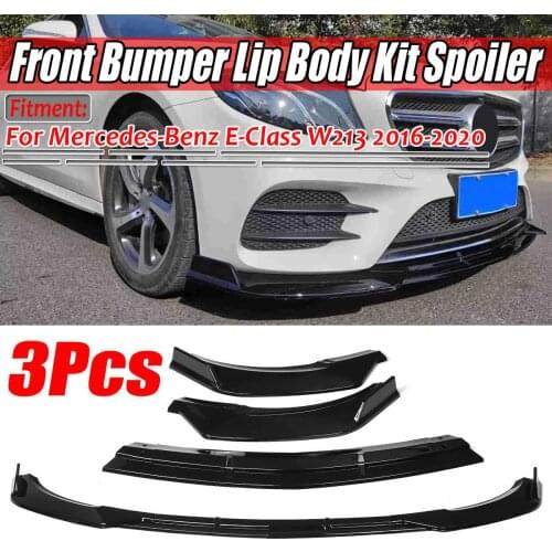New Glossy Black 3xCar Front Bumper Splitter Lip Spoiler Cover Trim Guard Protector For Mercedes For Benz E-Class W213 2016-2020