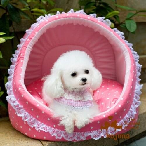 Autumn winter new dogs cats pink lace princess house doggy warm soft kennels products puppy beds pet dog cat sofas supplies 1pcs