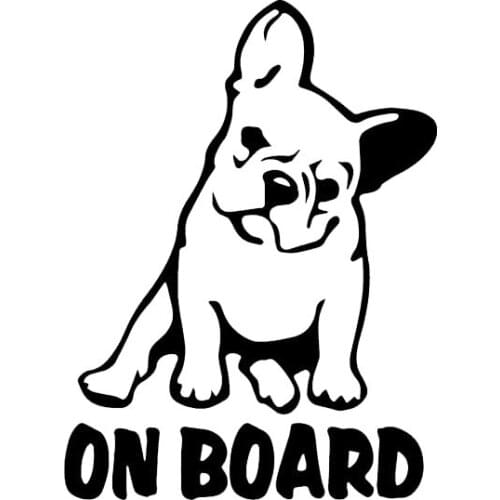 French Bulldog On Board Car Sticker Vinyl Decal Cartoon Black/Silver 10.9X14.6CM T-00019