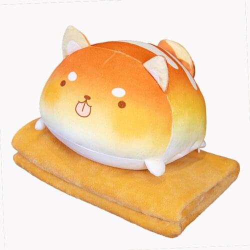 1pc 30/40cm Lovely Shiba Inu Bear & Rabbit Plush Toy with Blanket Dolls Kawaii Bread Food Pillow Sofa Cushion Stuffed Doll