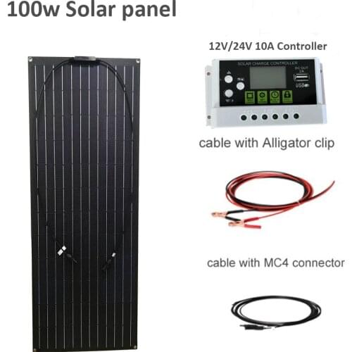 Complete Solar System 200w 100w Power 1PCS 2PCS ETFE Flexible Solar Panel for Battery Charger 12V 24V Controller Cable