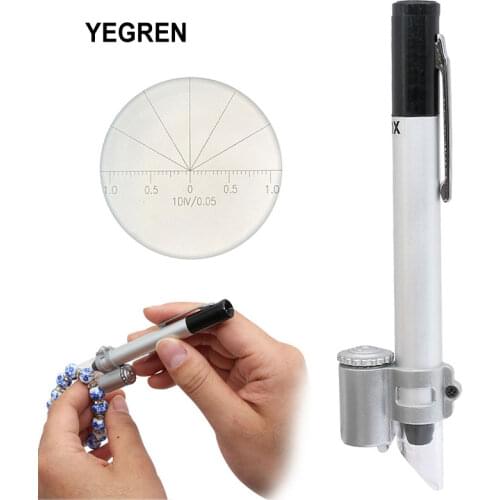 Portable LED Pen Microscope 50X MINI Magnifier Illuminated Pocket Microscope with or without Reticle Scale Measurement f/ Fabric