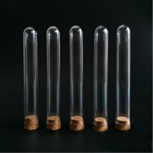 5Pcs/lot Transparent Glass Test Tube DIA 20/25/30mm Long 100/150/200/300mm Round BottomTest Tube With Cork
