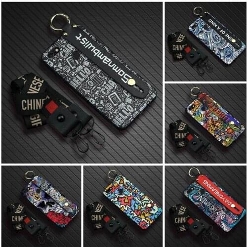 Anti-knock Lanyard Phone Case For Huawei Enjoy 7/Y6 Pro 2017/P9 Lite mini Kickstand Soft Graffiti