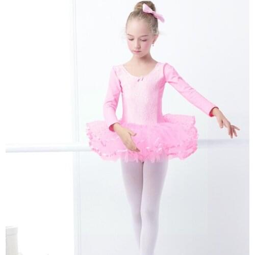 Girls Pink Ballet Dress Professional Swan Lake Ballet Costume Kids Lace Ballet Dance Dress Dancing Clothes Princess Tutu Skirt