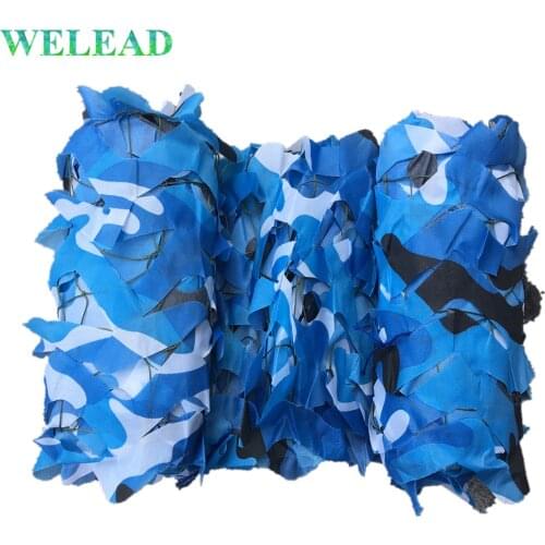 WELEAD 2M Blue Military Camouflage Nets Reinforced for Garden Shade Outdoor Awning Decoration Terrace Balcony Hiding Mesh Voile